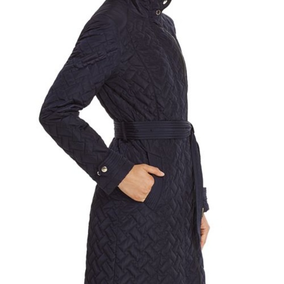 New Cole Haan Quilted Belted Coat - Picture 3 of 3